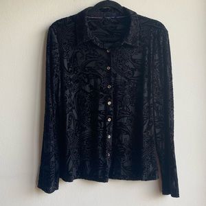 Tommy Hilfiger Slightly Sheer Velvet Patterned Button-up